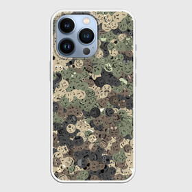 Чехол для iPhone 13 Pro с принтом Эмодзи камуфляж в Петрозаводске,  |  | emoji | emoticons | smiley | камуфляж | милитари | паттерн | смайлики | смайлы | хаки | эмодзи | эмоции