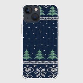 Чехол для iPhone 13 mini с принтом Зимняя ночь в Петрозаводске,  |  | арт | вязаный рисунок | вязь | дерево | деревья | ёлка | ёлки | ель | зима | новый год | ночь | рисунок | рождество | снег | снежинка | снежинки