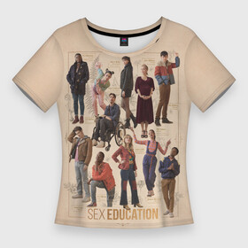 Женская футболка 3D Slim с принтом Sex Education Персонажи в Петрозаводске,  |  | asa butterfield | emma mackey | netflix | джиллиан андерсон | половое воспитание | эйса баттерфилд | эмма маккей