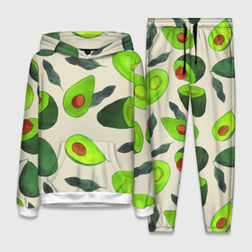 Женский костюм 3D (с толстовкой) с принтом Авокадо   фруктовый паттерн в Петрозаводске,  |  | авокадо | дерево | здоровье | зелёный | костояка | лист | паттерн | полезный | половина | урожай | фрукт | целый | экзотический