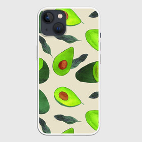 Чехол для iPhone 13 с принтом Авокадо   фруктовый паттерн в Петрозаводске,  |  | авокадо | дерево | здоровье | зелёный | костояка | лист | паттерн | полезный | половина | урожай | фрукт | целый | экзотический