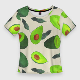 Женская футболка 3D Slim с принтом Авокадо  фруктовый паттерн в Петрозаводске,  |  | авокадо | дерево | здоровье | зелёный | костояка | лист | паттерн | полезный | половина | урожай | фрукт | целый | экзотический