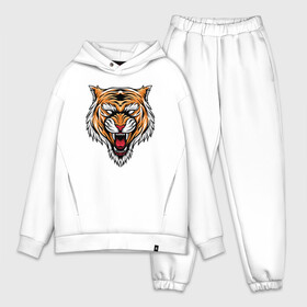 Мужской костюм хлопок OVERSIZE с принтом Tiger Scream в Петрозаводске,  |  | 2022 | animal | cat | lion | tiger | год тигра | животные | зверь | зубы | кот | кошка | лев | охотник | полосатый | природа | тигр | тигренок | тигрица | хищник