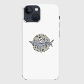 Чехол для iPhone 13 mini с принтом Moonserfer в Петрозаводске,  |  | акула | космонавт | космос | луна | путешествие | рыба | ссср