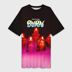 Платье-футболка 3D с принтом Deep Purple  Burn в Петрозаводске,  |  | deep purple | альбом | гловер | группа | дееп | деп | ди | дип перпл | диперпл | дипперпл | иэн гиллан | иэн пэйс | лого | логотип | метал | морс | пепл | прогрессивный | психоделический | рок | символ | хард