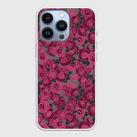 Чехол для iPhone 13 Pro с принтом Красные и розовые  розы в Петрозаводске,  |  | Тематика изображения на принте: детский | красные розы | модный | розовые розы | розы | скетч | современный | цветочный узор | цветы