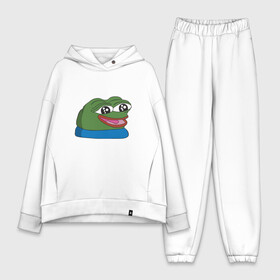 Женский костюм хлопок Oversize с принтом Pepe, pepe happy, Пепе хеппи в Петрозаводске,  |  | frog pepe | happy | happy new year | mem | meme | peepo | pepe | pepe happy | лягушка пепе | лягушонок | лягушонок пепе | пепе хеппи | хеппи