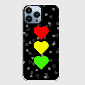 Чехол для iPhone 13 Pro Max с принтом СВЕТОФОР ИЗ СЕРДЕЦ в Петрозаводске,  |  | affection | cardiac | fondness | heart | love | loving | девочке | девушке | женская солидарность | любить | любовь | мальчику | маме | мужчине | парная | светофор из сердец | сердечко | сердце