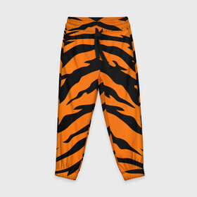 Детские брюки 3D с принтом Шкура тигра в Петрозаводске, 100% полиэстер | манжеты по низу, эластичный пояс регулируется шнурком, по бокам два кармана без застежек, внутренняя часть кармана из мелкой сетки | 2022 | tiger | животное | полосатый | полоски | полосы | тигр | хищник