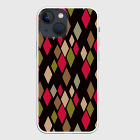 Чехол для iPhone 13 mini с принтом Абстрактный разноцветный узор в Петрозаводске,  |  | абстрактный | геометрический | клоун | молодежный | оливковый и черный | современный | цирковой | черный и красный | шут