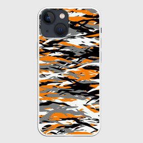 Чехол для iPhone 13 mini с принтом Тигровый камуфляж в Петрозаводске,  |  | 2022 | tiger | камуфляж | милитари | паттерн | полосатый | полоски | полосы | тигр