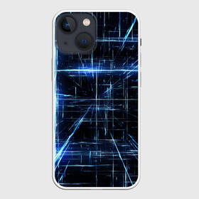 Чехол для iPhone 13 mini с принтом Линии неона в Петрозаводске,  |  | cyber | геометрия | кибер | линии | неон | полосы