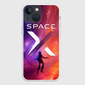 Чехол для iPhone 13 mini с принтом Space X в Петрозаводске,  |  | american company | astronaut | emblem | in a spacesuit | logo | open space | space x | stars | suborbital flights | американская компания | астронавт | в скафандре | звезды | логотип | открытый космос | суборбитальные полеты | эмблема