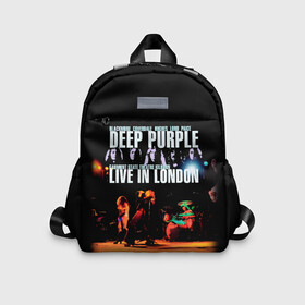 Детский рюкзак 3D с принтом Deep Purple   Live In London в Петрозаводске, 100% полиэстер | лямки с регулируемой длиной, сверху петелька, чтобы рюкзак можно было повесить на вешалку. Основное отделение закрывается на молнию, как и внешний карман. Внутри дополнительный карман. По бокам два дополнительных кармашка | deep purple | альбом | гловер | группа | дееп | деп | ди | дип перпл | диперпл | дипперпл | иэн гиллан | иэн пэйс | лого | логотип | метал | морс | пепл | прогрессивный | психоделический | рок | символ | хард