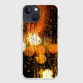 Чехол для iPhone 13 mini с принтом В городе дождь в Петрозаводске,  |  | bright | city | drops | evening | lights | rain | summer | wet | вечер | город | дождь | капли | летний | мокрое | огни | стекло | яркие