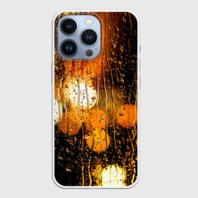 Чехол для iPhone 13 Pro с принтом В городе дождь в Петрозаводске,  |  | bright | city | drops | evening | lights | rain | summer | wet | вечер | город | дождь | капли | летний | мокрое | огни | стекло | яркие