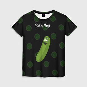 Женская футболка 3D с принтом Rick Pickle в Петрозаводске, 100% полиэфир ( синтетическое хлопкоподобное полотно) | прямой крой, круглый вырез горловины, длина до линии бедер | morty | pickle | ram | randm | rick | rick and morty | злой морти | злой рик | морти | мультфильмы | огурец | портал рик и морти | рик | рик и морти | рик огурец | рик огурчик | сыендук