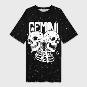 Платье-футболка 3D с принтом Dark Gemini в Петрозаводске,  |  | gemini | zodiac | астрология | близнецы | гороскоп | гороскопы | зз | знаки зодиака | зодиак