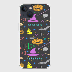 Чехол для iPhone 13 с принтом Уютный Halloween в Петрозаводске,  |  | halloween | ведьма | летучая мышь | тыква | хэллоуин