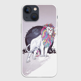 Чехол для iPhone 13 mini с принтом Царь единорогов в Петрозаводске,  |  | арт | графика | единорог | животные | звери | лев | мифы | рог | царь зверей