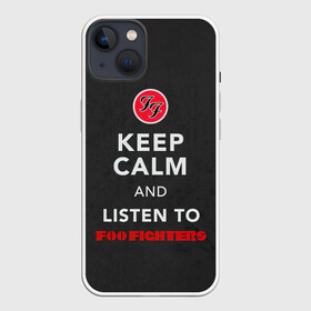 Чехол для iPhone 13 с принтом KEEP CALM AND LISTEN TO FOO FIGHTERS в Петрозаводске,  |  | Тематика изображения на принте: ff | foo fighters | альтернативный | группа | дэйв грол | крис шифлетт | метал | музыка | надпись | нэйт мендел | постгранж | пэт смир | рок | тейлор хокинс | фу файтерс | фф | хард | хардрок