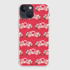 Чехол для iPhone 13 mini с принтом Красные розы паттерн в Петрозаводске,  |  | rose | паттерн | розочки | розы | цветки | цветочки | цветы