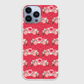 Чехол для iPhone 13 Pro Max с принтом Красные розы паттерн в Петрозаводске,  |  | rose | паттерн | розочки | розы | цветки | цветочки | цветы