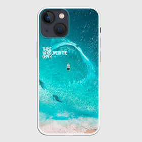 Чехол для iPhone 13 mini с принтом Shark in sea в Петрозаводске,  |  | акула | арт | бирюза | море | пляж