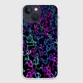 Чехол для iPhone 13 mini с принтом Neon Rave Party в Петрозаводске,  |  | disco | rave | дискотека | неоновый | рейв | танцы | человечки