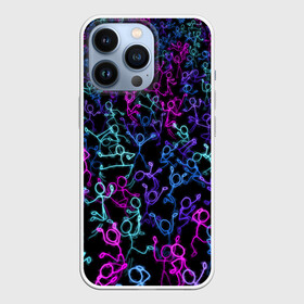 Чехол для iPhone 13 Pro с принтом Neon Rave Party в Петрозаводске,  |  | disco | rave | дискотека | неоновый | рейв | танцы | человечки