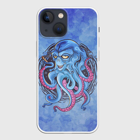 Чехол для iPhone 13 mini с принтом Мистер Осьминог в Петрозаводске,  |  | арт | графика | моллюск | морские жители | мультяшка | осьминог