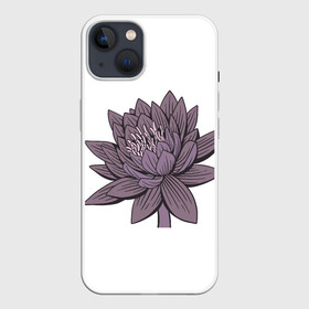 Чехол для iPhone 13 с принтом Цветок лотоса фиолетовый в Петрозаводске,  |  | aesthetics | liner | lotus | базовый | линии | лотос | минимализм | эстетика