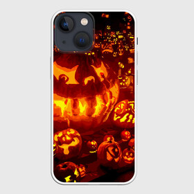 Чехол для iPhone 13 mini с принтом Тыквы на Хэллоуин в Петрозаводске,  |  | angry | different | fear | funny | glow | happy halloween | holiday | many | night | pumpkins | весёлые | злые | много | ночь | праздник | разные | светятся | тыквы | хэллоуин