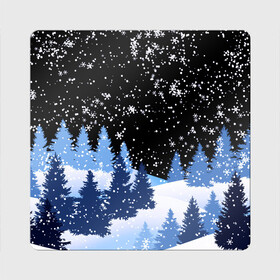 Магнит виниловый Квадрат с принтом Снежная ночь в зимнем лесу в Петрозаводске, полимерный материал с магнитным слоем | размер 9*9 см, закругленные углы | Тематика изображения на принте: christmas | christmas tree | happy new year | merry christmas | new year | snow | snowflakes | tree | белый снег | декабрь | ёлка | елки | зима | зима близко | зимний орнамент | зимний узор | лес | моро | новый год | пейзаж | подарок | природа