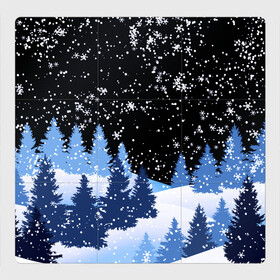 Магнитный плакат 3Х3 с принтом Снежная ночь в зимнем лесу в Петрозаводске, Полимерный материал с магнитным слоем | 9 деталей размером 9*9 см | christmas | christmas tree | happy new year | merry christmas | new year | snow | snowflakes | tree | белый снег | декабрь | ёлка | елки | зима | зима близко | зимний орнамент | зимний узор | лес | моро | новый год | пейзаж | подарок | природа