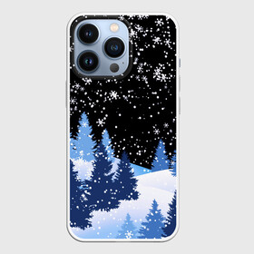 Чехол для iPhone 13 Pro с принтом Снежная ночь в зимнем лесу в Петрозаводске,  |  | christmas | christmas tree | happy new year | merry christmas | new year | snow | snowflakes | tree | белый снег | декабрь | ёлка | елки | зима | зима близко | зимний орнамент | зимний узор | лес | моро | новый год | пейзаж | подарок | природа