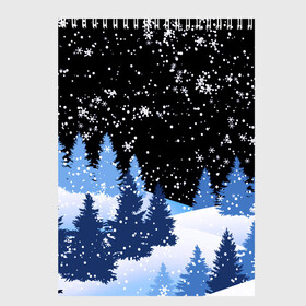 Скетчбук с принтом Снежная ночь в зимнем лесу в Петрозаводске, 100% бумага
 | 48 листов, плотность листов — 100 г/м2, плотность картонной обложки — 250 г/м2. Листы скреплены сверху удобной пружинной спиралью | christmas | christmas tree | happy new year | merry christmas | new year | snow | snowflakes | tree | белый снег | декабрь | ёлка | елки | зима | зима близко | зимний орнамент | зимний узор | лес | моро | новый год | пейзаж | подарок | природа