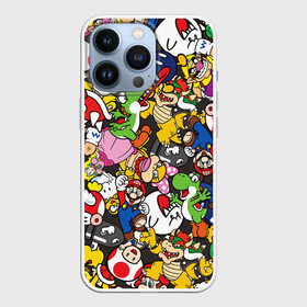 Чехол для iPhone 13 Pro с принтом Mrio ALLSTARS в Петрозаводске,  |  | bowser | bullet bill | goomba | koopa troopa | luigi | mario | princess peach | toad | yoshi | боузер | гриб | гумба | йоши | купа | луиджи | марио | пуля билл