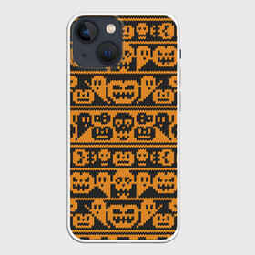 Чехол для iPhone 13 mini с принтом Свитер с тыквами в Петрозаводске,  |  | halloween | вязанный | вязаный | привидение | свитер | скелет | тыквы | узор | хэллоуин | череп