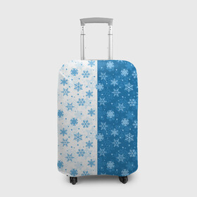 Чехол для чемодана 3D с принтом Снежинки (зимняя пора) в Петрозаводске, 86% полиэфир, 14% спандекс | двустороннее нанесение принта, прорези для ручек и колес | merry christmas | дед мороз | ёлка | зима | мороз | новый год | подарок | праздник | рождество | с новым годом | сантаклаус | снег | снеговик | снегурочка | снежинки | снежные узоры | узоры