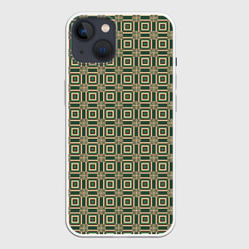 Чехол для iPhone 13 с принтом Абстракция из зеленых квадратов в Петрозаводске,  |  | abstraction | shapes | squares | абстракция | желтый | зеленый | квадраты | коричневый | молодежный | принт | узор | фигуры