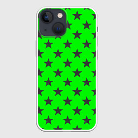 Чехол для iPhone 13 mini с принтом звездный фон зеленый в Петрозаводске,  |  | звезда | звездочка | звезды | зеленый | монохром | неоновый | салатовый | фон