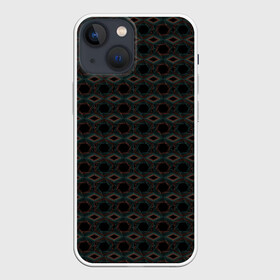 Чехол для iPhone 13 mini с принтом Абстракция из многоугольников и линий в Петрозаводске,  |  | abstraction | lines | polygons | абстракция | бирюзовый | коричневый | линии | многоугольники | молодежный | фигуры | черный