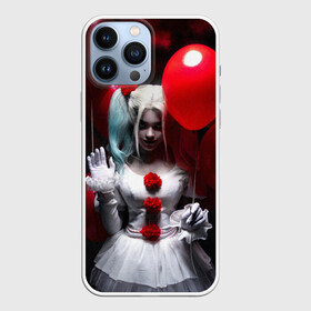 Чехол для iPhone 13 Pro Max с принтом Плохая девочка с красными шарами в Петрозаводске,  |  | bad girl | balloons | blonde | clown | girl | halloween | happy halloween | holiday | red | white dress | witch | белое платье | блондинка | ведьма | воздушные шары | девушка | клоун | красные | праздник | хэллоуин
