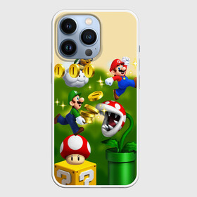 Чехол для iPhone 13 Pro с принтом Mario Coins в Петрозаводске,  |  | bowser | coin | koopa | luigi | mario | mashrum | nintendo | power up | video game | боузер | видео игра | гриб | деньги | игра | купа | луиджи | марио | монеты | нинтендо