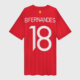 Платье-футболка 3D с принтом Бруну Фернандеш форма Манчестер Юнайтед 2021 2022 в Петрозаводске,  |  | bruno | fernandes | football | бруну фернандеш | домашняя | манчестер юнайтед | фернандеш | форма | футбол