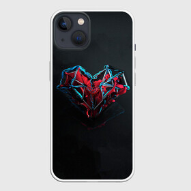Чехол для iPhone 13 с принтом Техносердце в Петрозаводске,  |  | графика | любовь | сердце | серый | техно