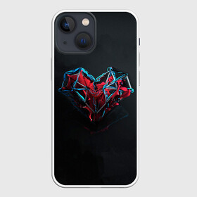 Чехол для iPhone 13 mini с принтом Техносердце в Петрозаводске,  |  | графика | любовь | сердце | серый | техно