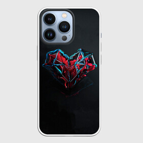 Чехол для iPhone 13 Pro с принтом Техносердце в Петрозаводске,  |  | графика | любовь | сердце | серый | техно