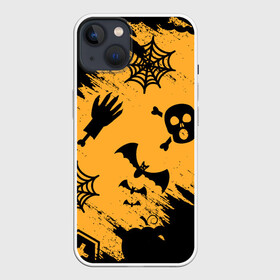 Чехол для iPhone 13 с принтом УЖАСТИК НА ХЭЛЛОУИН в Петрозаводске,  |  | bones | ghost | halloween | haloween | pumpkin | rip | skull | кости | приведение | призрак | рип | скелет | тыква | хеллоин | хеллоуин | хелоин | хелоуин | хоррор | хэллоин | хэллоуин | хэлоин | хэлоуин